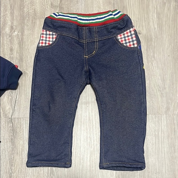 Kids Denim Pants with Checkered Pockets 24M - Picture 1 of 2